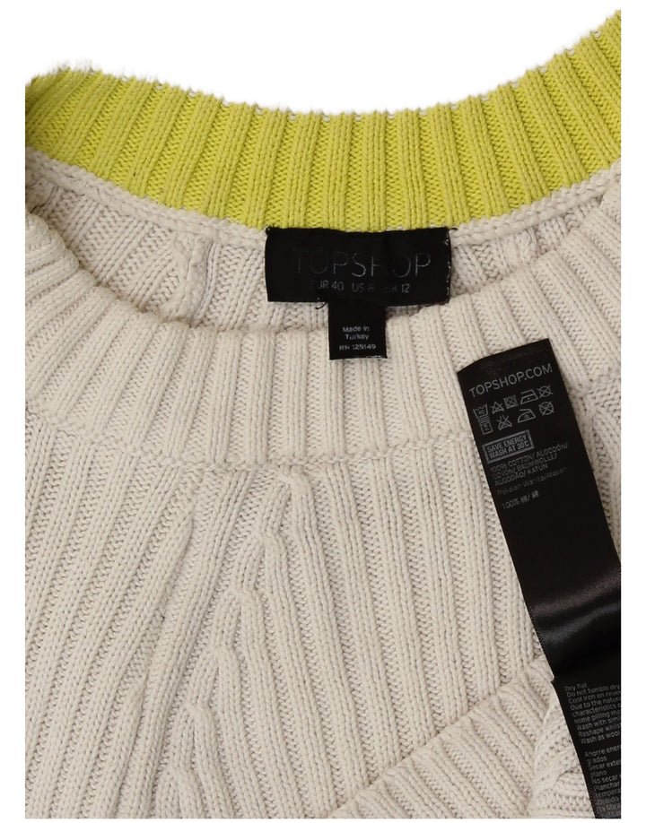 Topshop Pulover Crop Oversized Crew Deck Pulover UK 12 Medium White