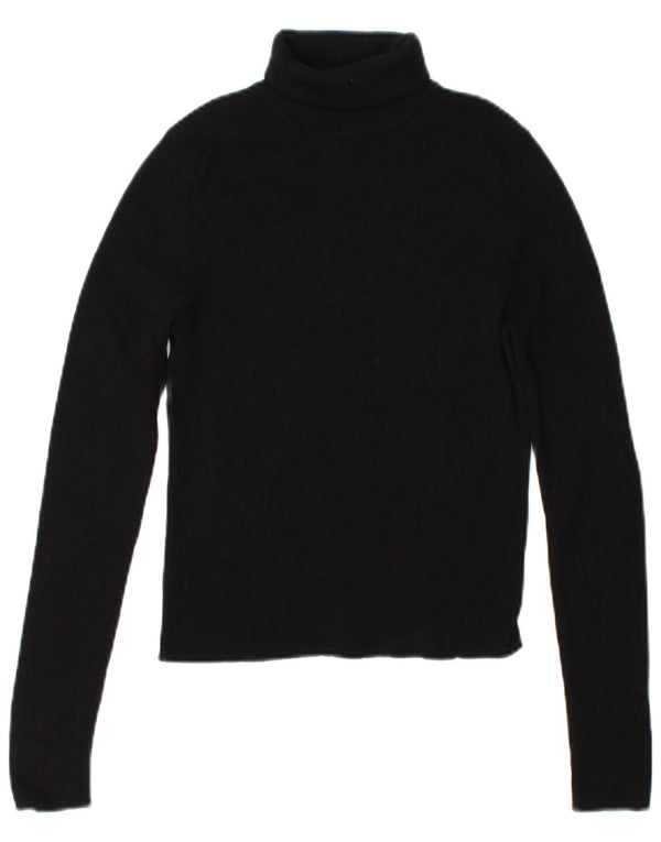 Zara Womens Crop Roll Neck Jumper Sweater UK 12 Medium Black Viscose
