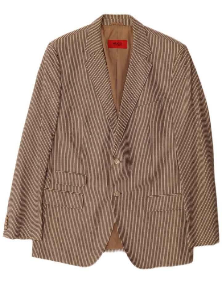 Blazer pentru bărbați Hugo Boss cu 2 nasturi EU 54 2XL Lână virgină cu dungi gri