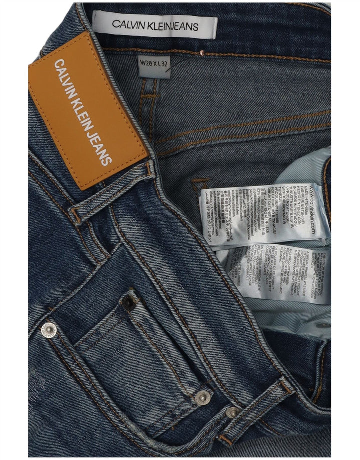 CALVIN KLEIN Blugi skinny distressed pentru bărbați W28 L32 bumbac albastru