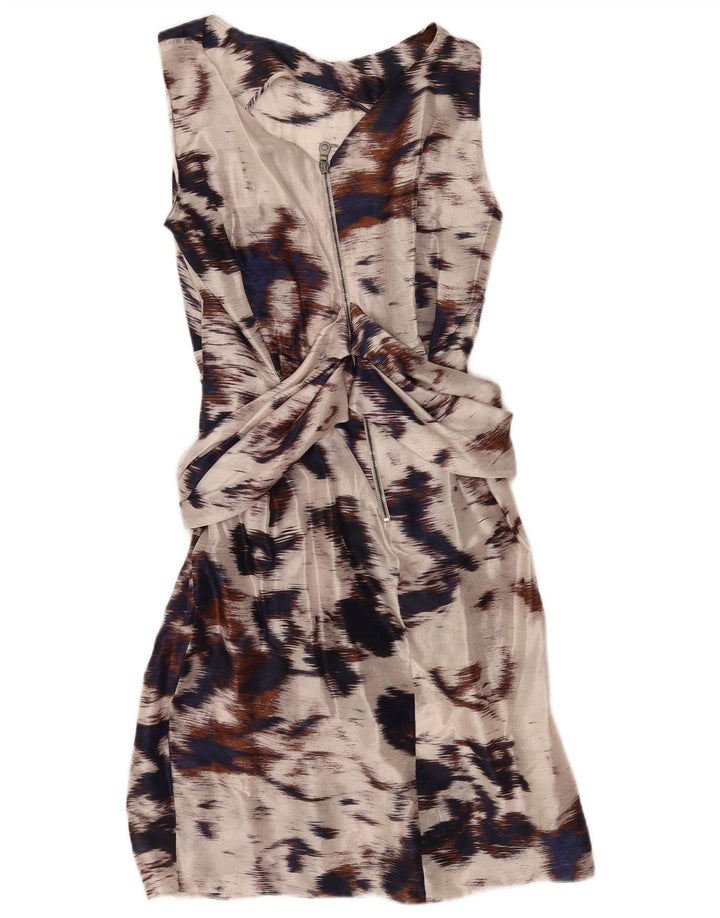Rochie vintage pentru femei cu model abstract, UK 14 Medium Off White