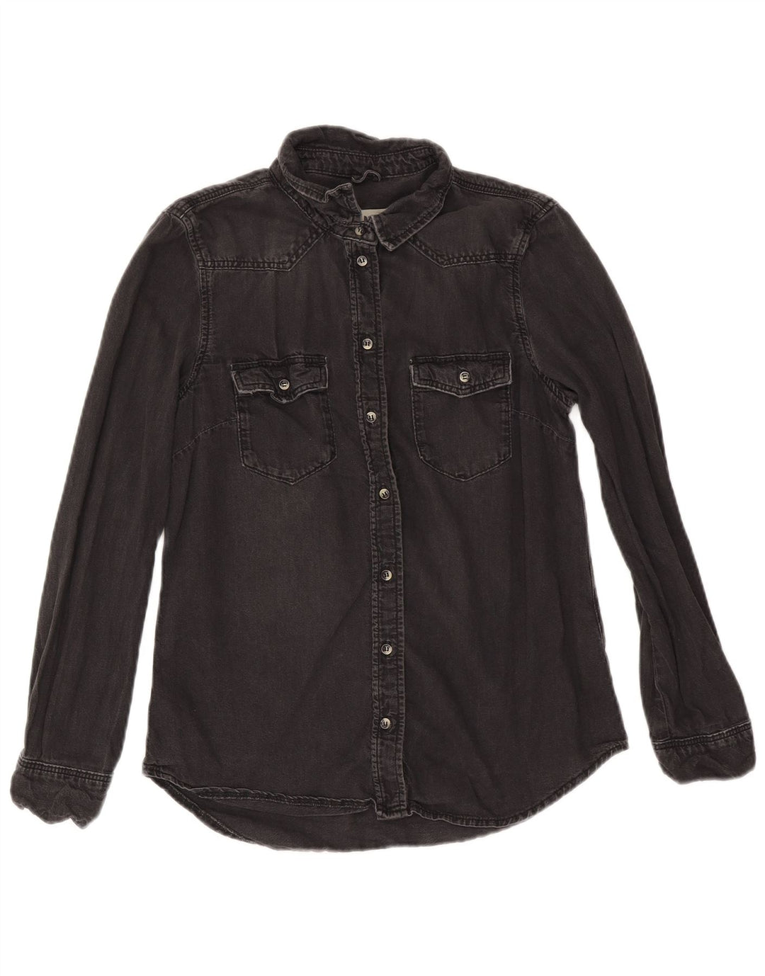 Cămașă de blugi Topshop pentru femei UK 12, bumbac mediu negru