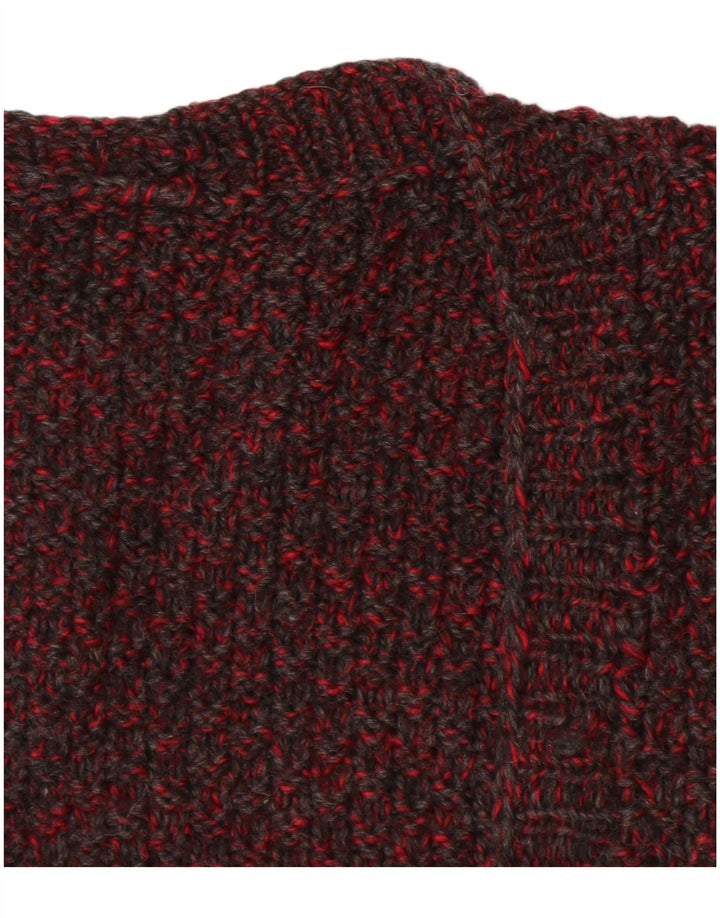 Pulover cardigan fără mâneci pentru femei VINTAGE UK 14 mare burgundă cu pete