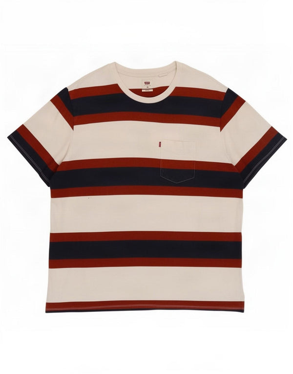 Tricou relaxat pentru bărbați Levi's Top XL, bumbac cu dungi albe