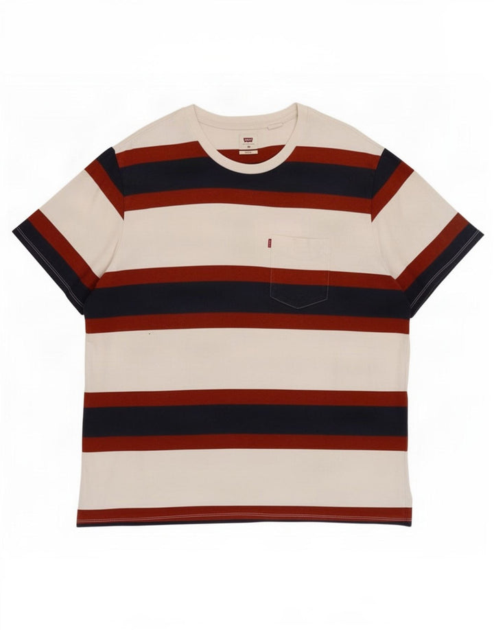 Tricou relaxat pentru bărbați Levi's Top XL, bumbac cu dungi albe