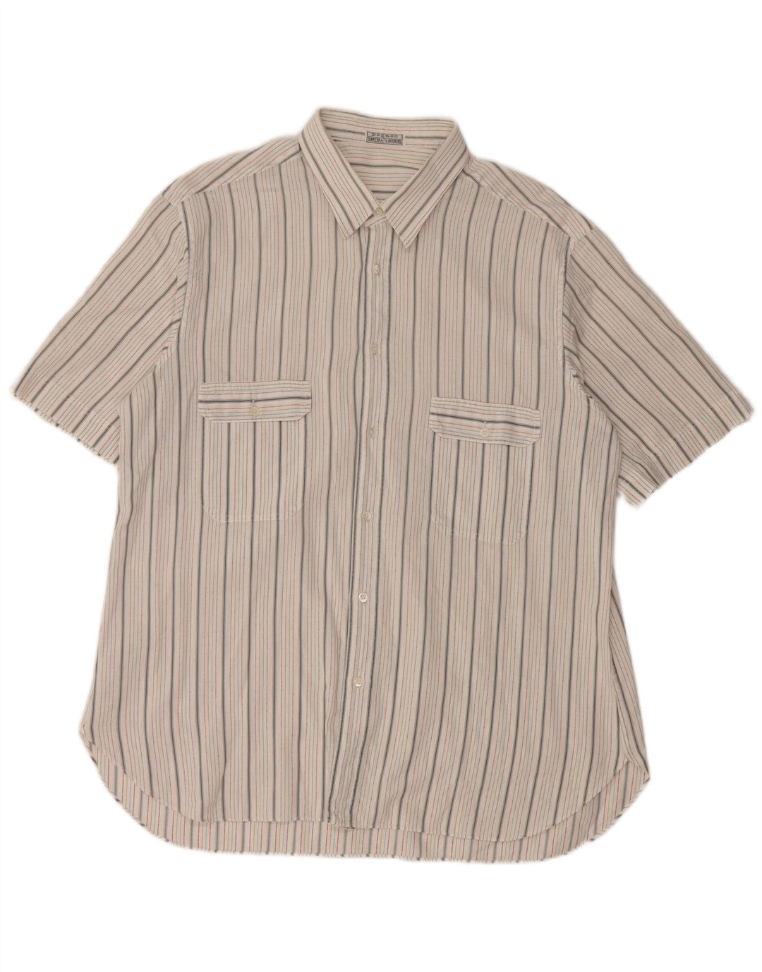 Cămașă Vintage pentru bărbați cu mânecă scurtă, mare, albă, cu dungi