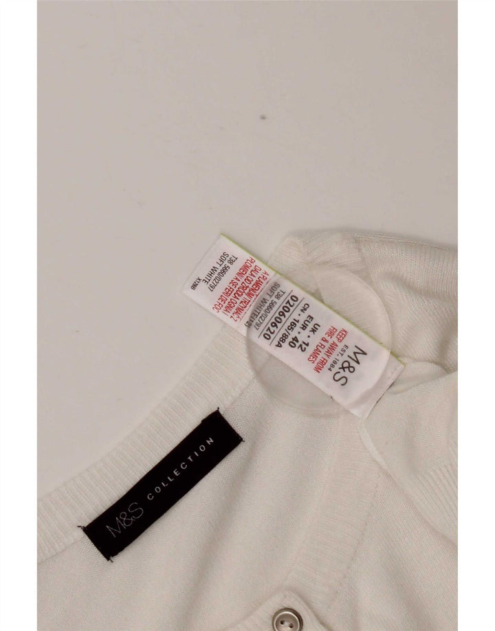 Marks & Spencer Pulover Crop Cardigan pentru femei UK 12 Medium White Viscose