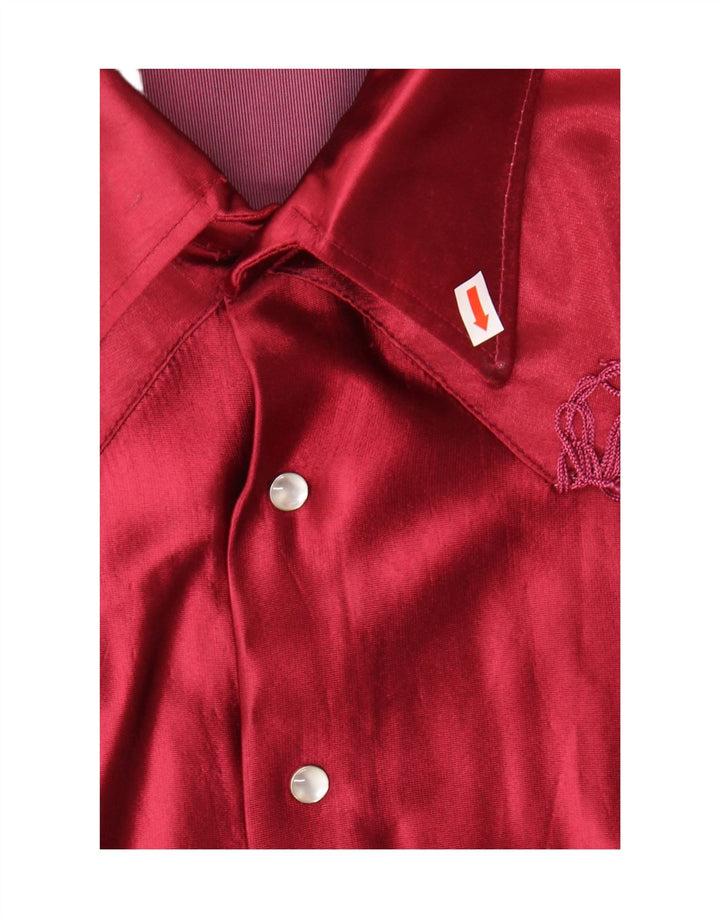 Bluză cămașă vintage pentru femei UK 18 XL Acetat roșu