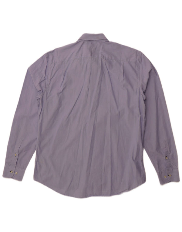 Lacoste Mens Slim Fit Shirt Size 42 Large Blue Pinstripe Cotton