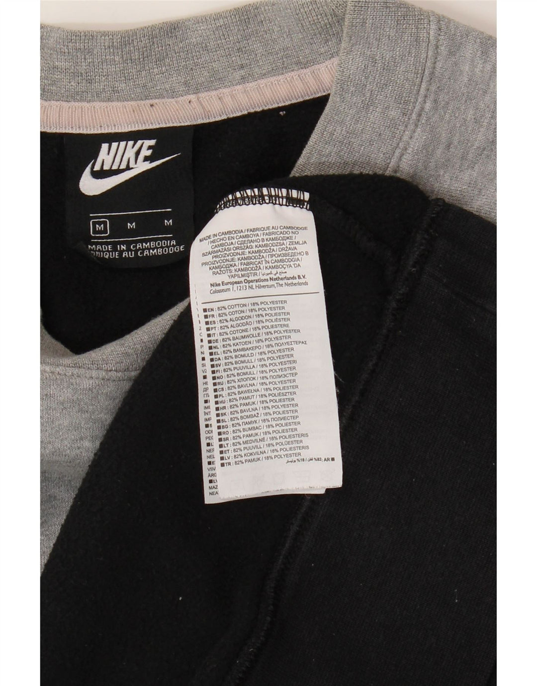 Pulover Nike pentru bărbați, bumbac color bloc negru mediu