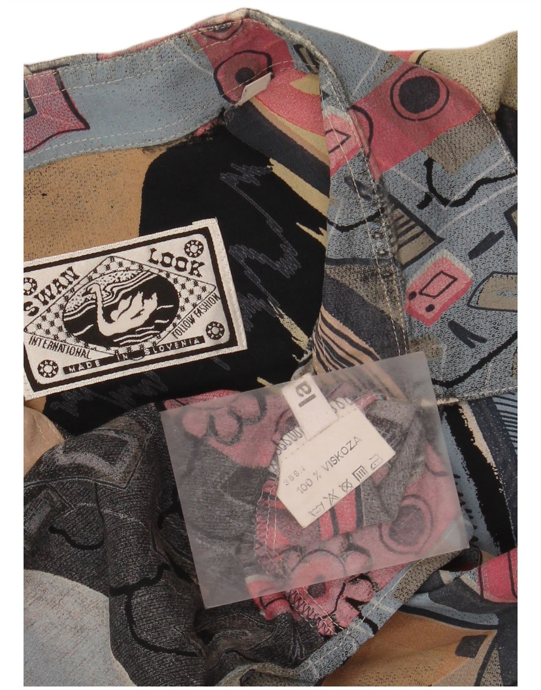 Cămașă vintage pentru bărbați supradimensionată cu model abstract, mare, retro, multicoloră