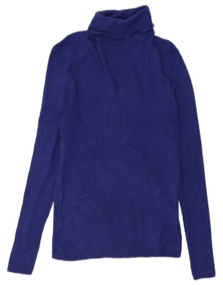 Bluză pentru femei Marks & Spencer cu gât rulat Top UK 12 Medium Blue Viscose