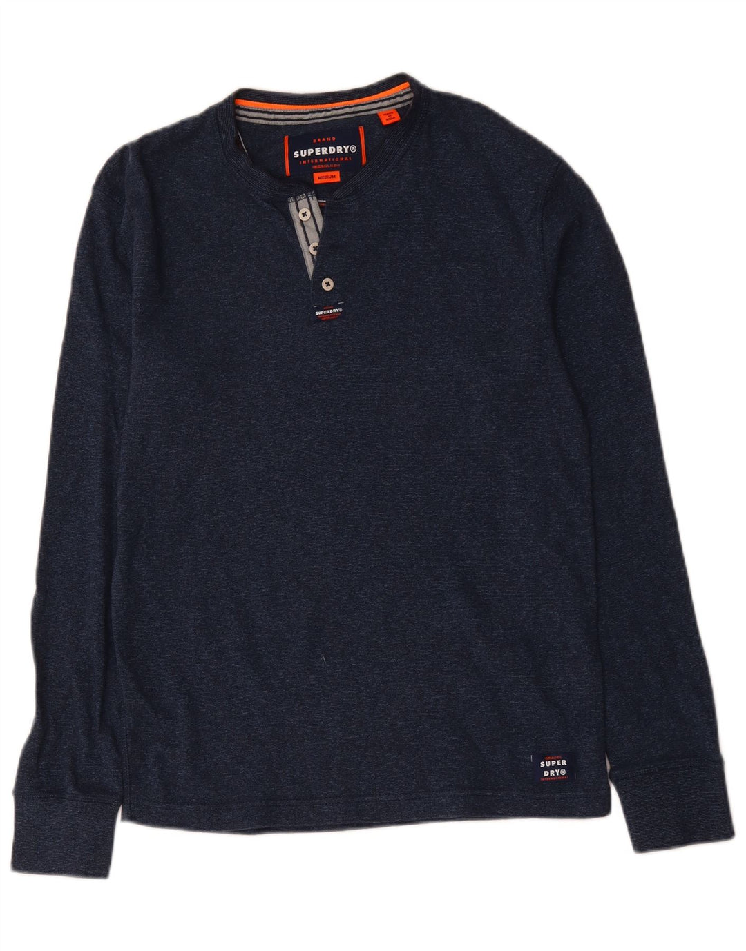 Top pentru bărbați Superdry cu mânecă lungă, mediu, bleumarin, bumbac