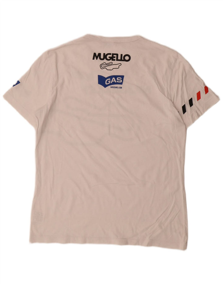 Tricou grafic pentru bărbați Gas Top mare, alb, bumbac