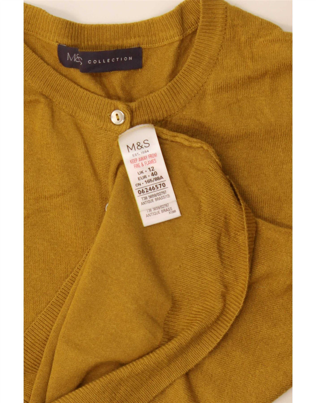 Pulover cardigan pentru femei Marks & Spencer UK 12, viscoză galbenă medie