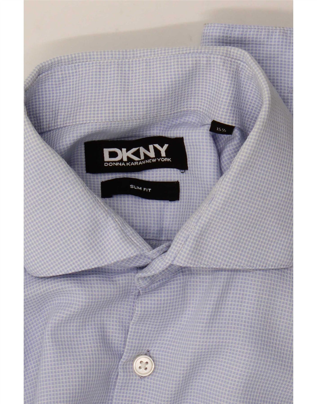 Cămașă formală pentru bărbați Dkny Slim Fit Mărimea 15 1/2 Medium Blue Check