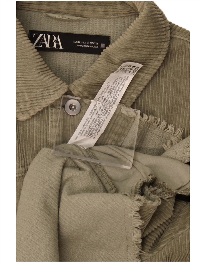 Cămașă oversize din velur pentru femei Zara UK 14 Bumbac kaki mediu