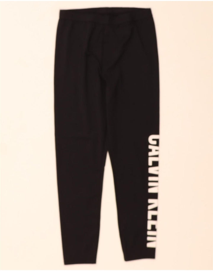 CALVIN KLEIN Womens Graphic Leggings UK 12 Medium  Black Polyester Vintage Calvin Klein and Second-Hand Calvin Klein from Messina Hembry 