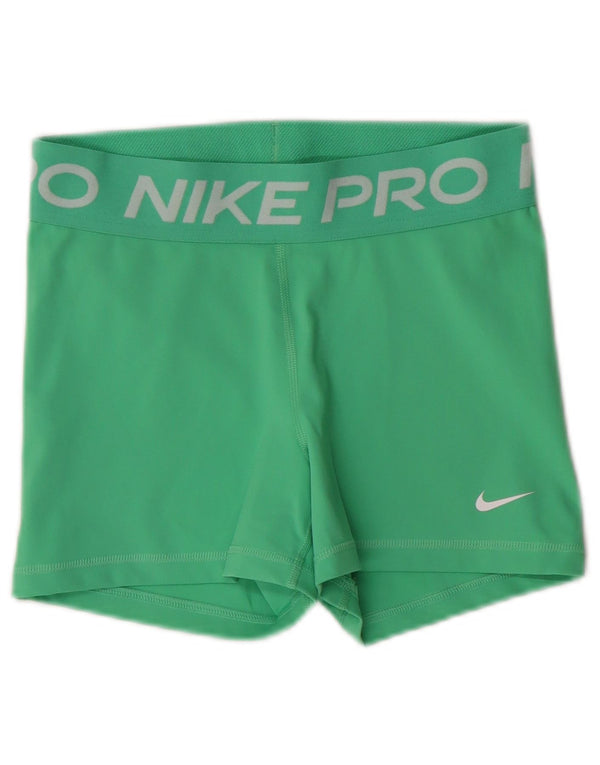 Pantaloni scurti sport NIKE Dri Fit Graphic pentru femei UK 8 Poliester verde mic