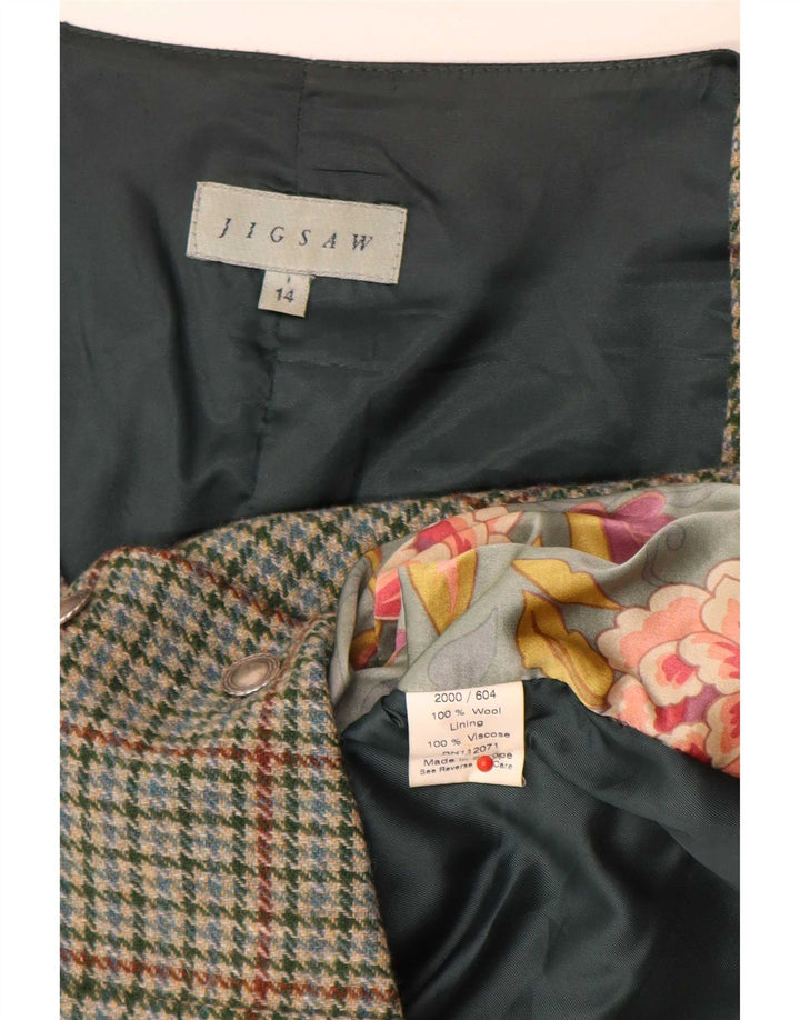 Jigsaw Gilet pentru femei UK 14 Medium Green Houndstooth Wool Classic