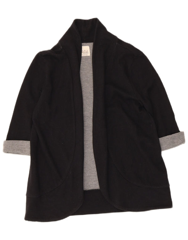 Pulover cardigan deschis pentru femei Trafaluc cu mâneci 3/4 UK 10 Mic Negru