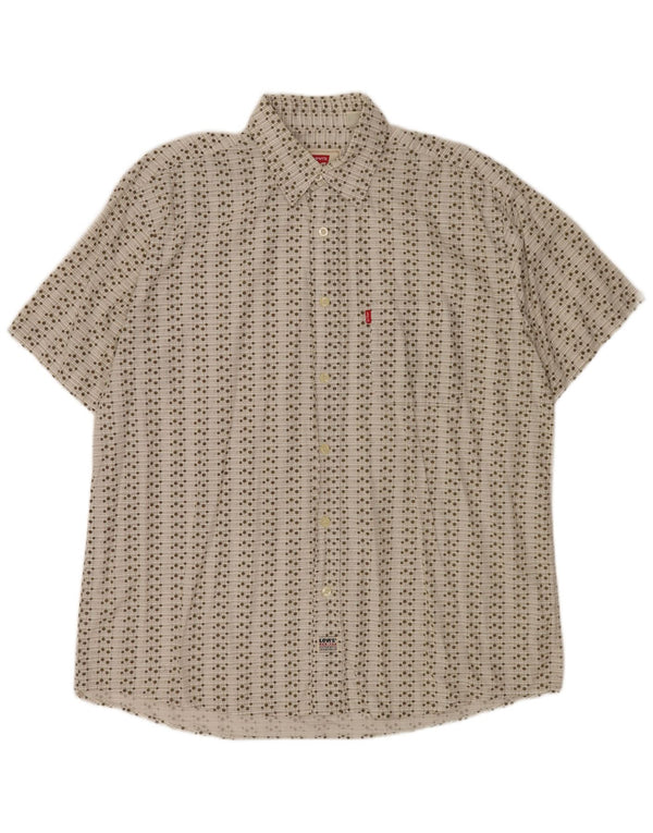 Cămașă cu mânecă scurtă Levi's pentru bărbați, bumbac geometric alb 2XL