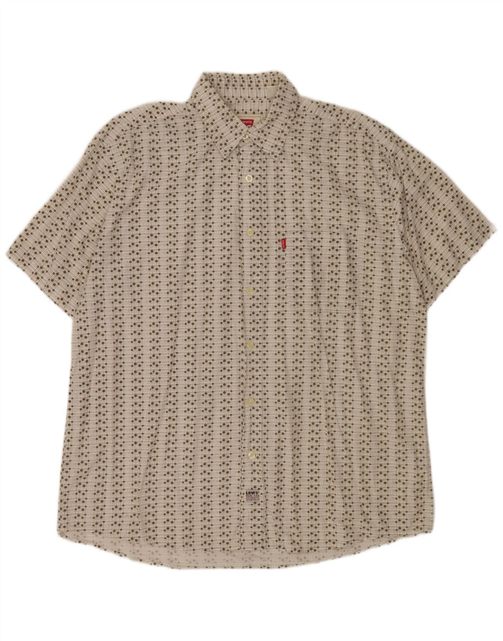 Cămașă cu mânecă scurtă Levi's pentru bărbați, bumbac geometric alb 2XL