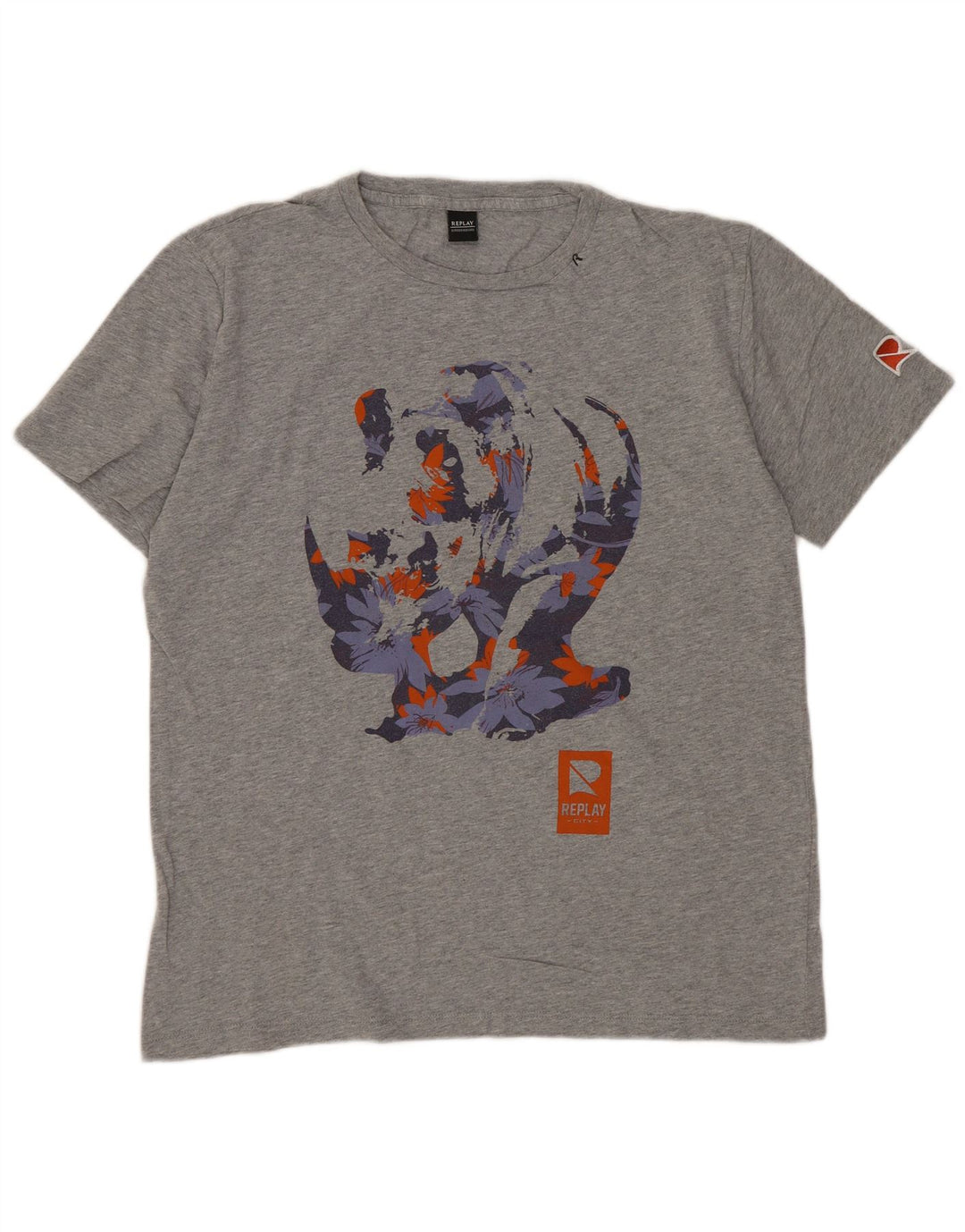 Tricou grafic pentru femei REPLAY Top UK 16 Large Gri