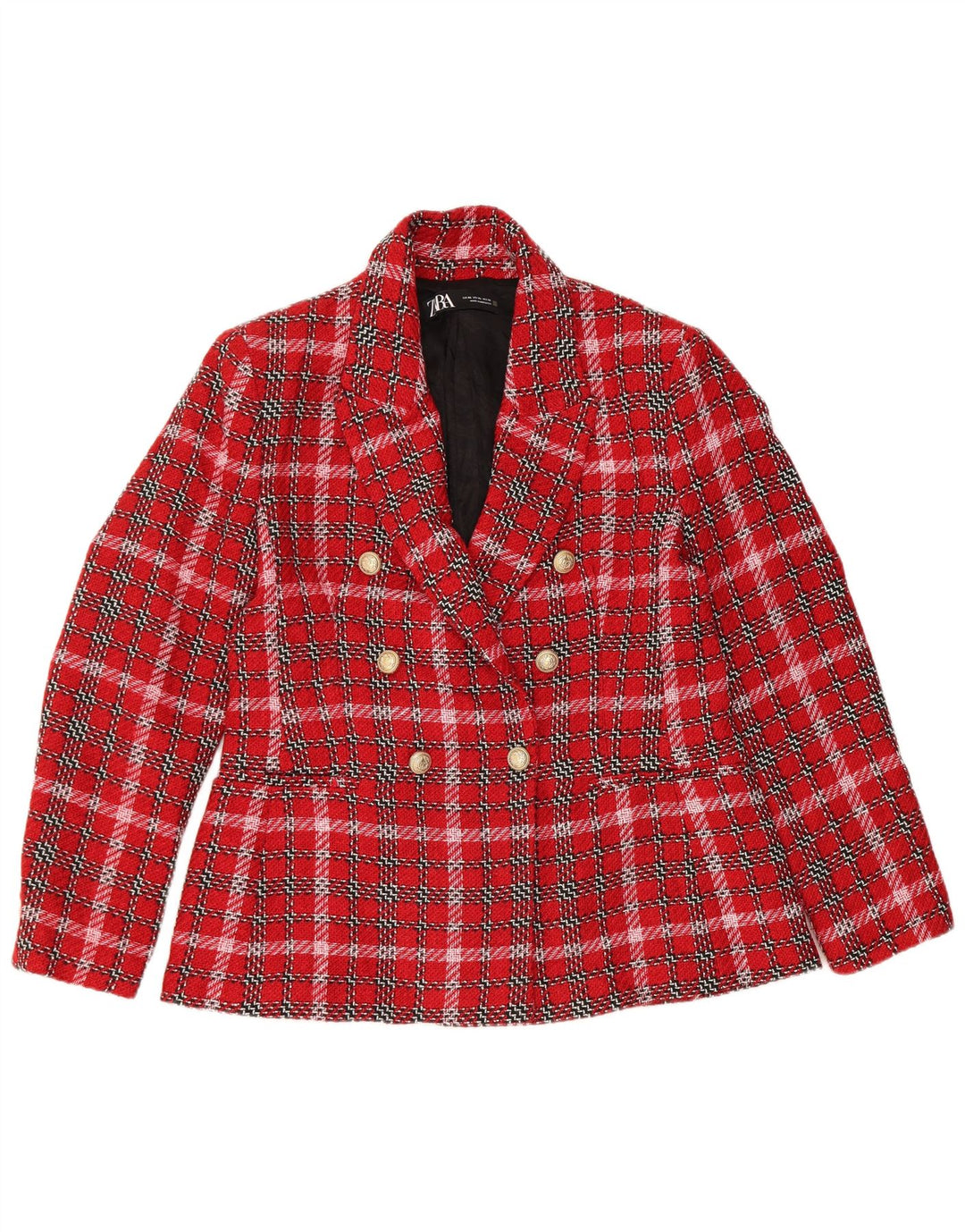 Blazer pentru femei Zara, cu două piept, UK 18, XL, roșu, check