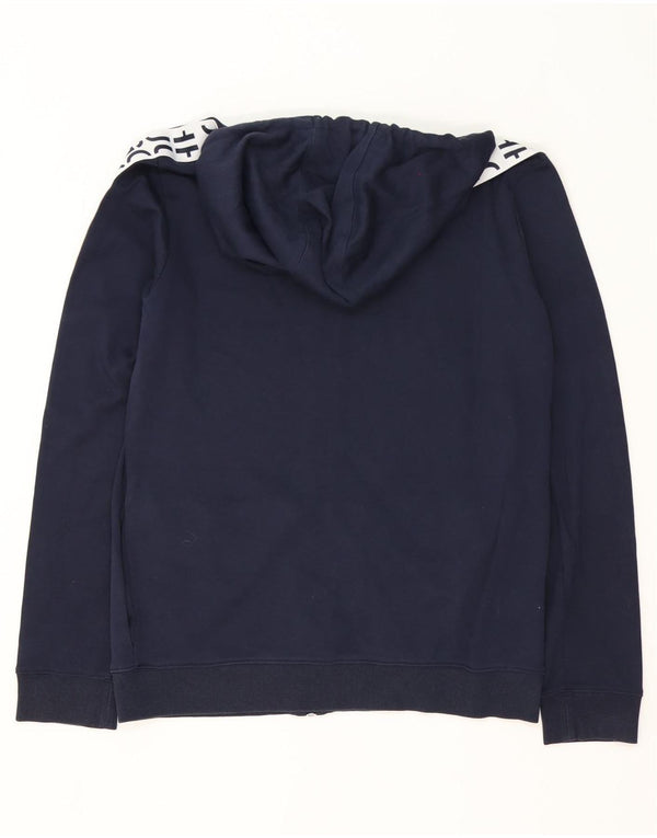 Hugo Boss Mens Graphic Zip Hoodie Sweater Large Navy Blue Colourblock
