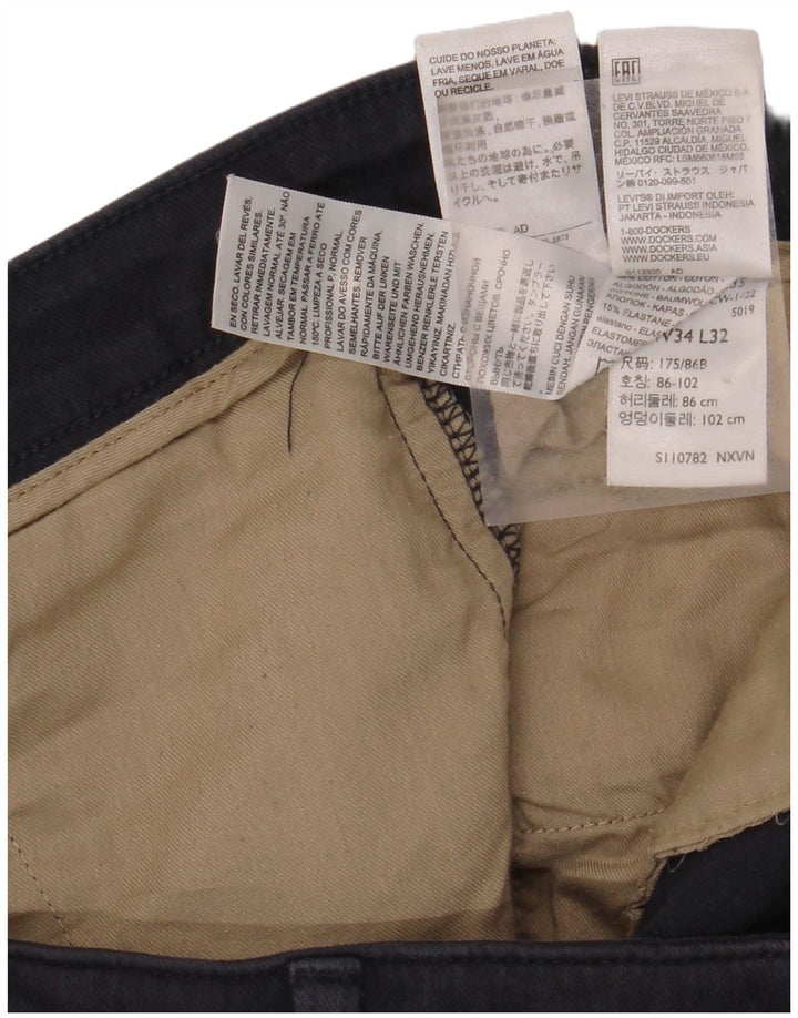 Pantaloni chino drepți pentru bărbați DOCKERS L34 L27 bumbac bleumarin