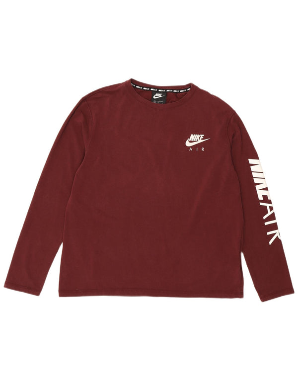 Top cu mânecă lungă Nike Air Graphic pentru femei UK 14 Bumbac Burgundy mediu