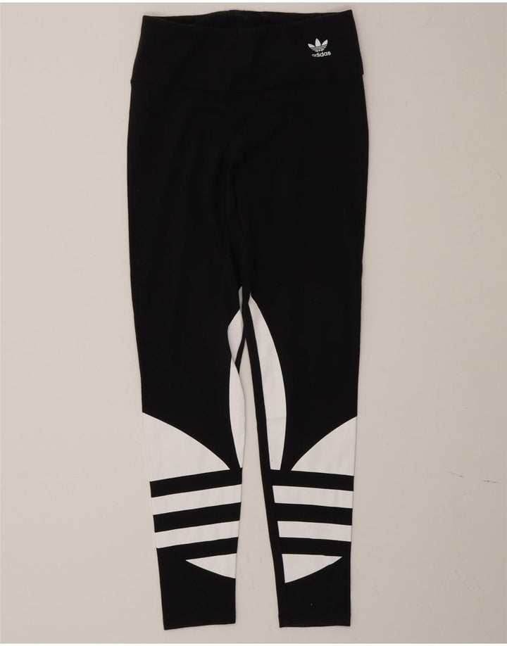 Adidas Womens Graphic Leggings UK 10 Small Black Colourblock
