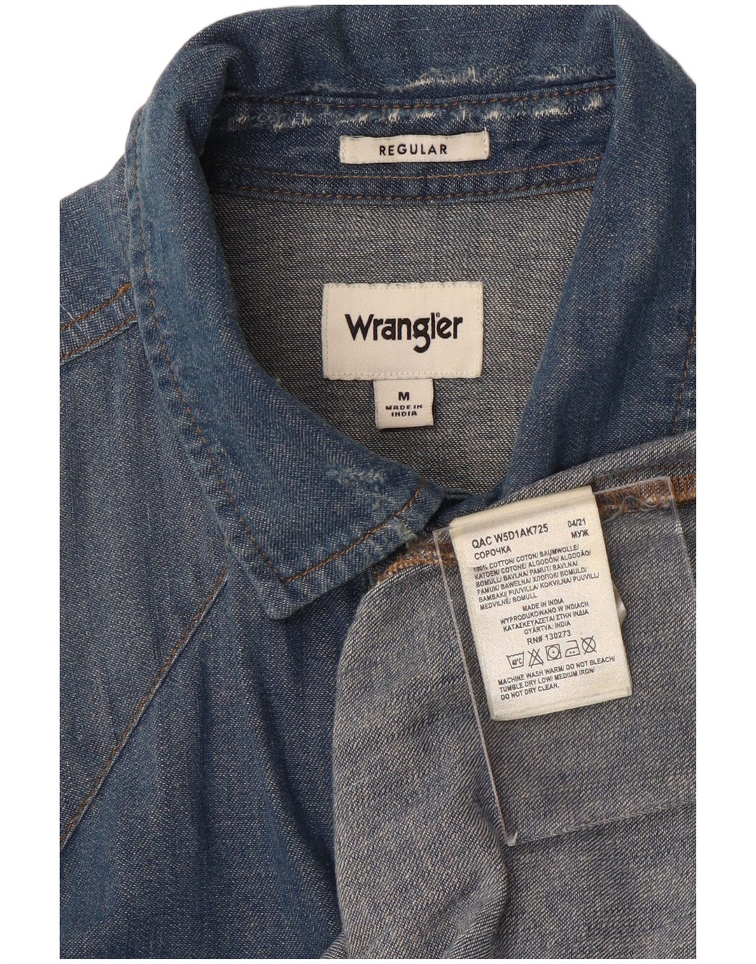 Cămașă din blugi pentru bărbați Wrangler, bumbac albastru mediu