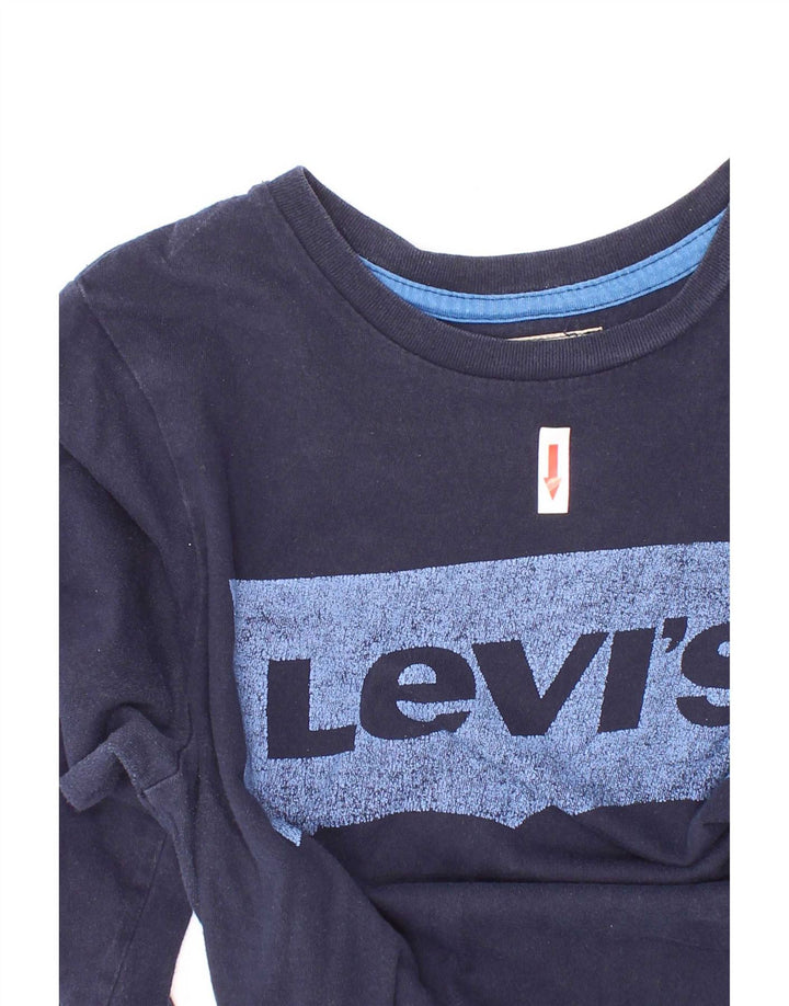 Bluză cu grafică Levi's pentru băieți, cu mânecă lungă, 9-10 ani, bumbac bleumarin