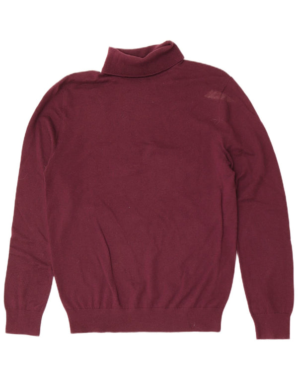 Pulover pentru femei Reiss cu gât rulat, UK 14, lână burgundy mare