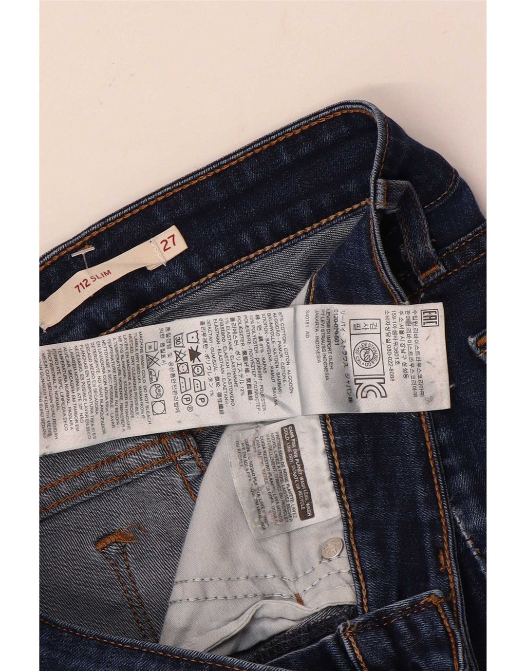 Blugi Levi's 712 Slim pentru femei W27 L27 Bumbac albastru