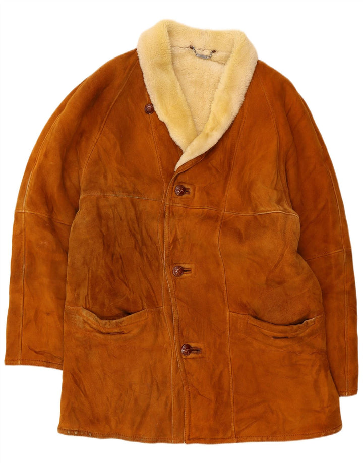 Pardesiu din shearling pentru bărbați Mabrun UK 40 mare, bej, din shearling