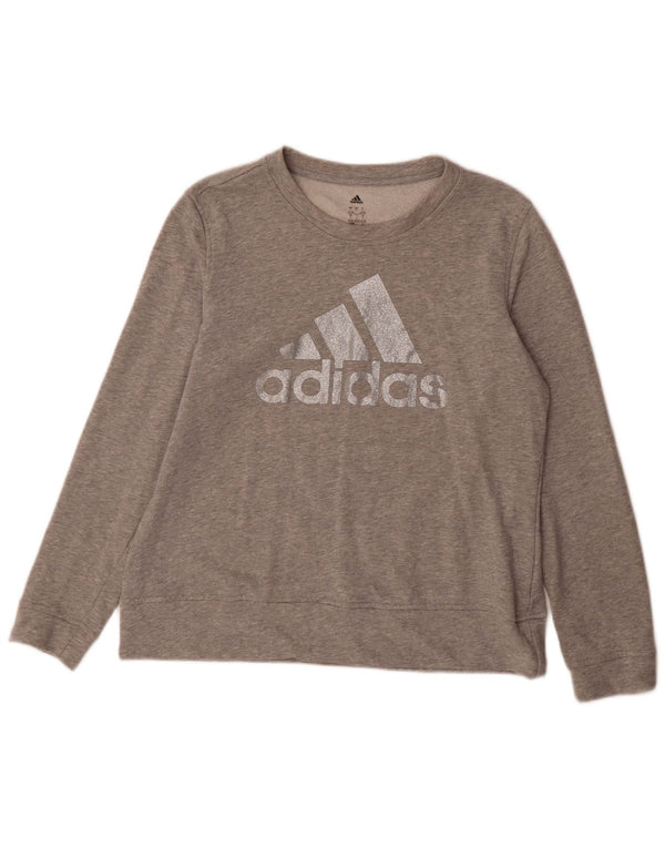 Pulover de hanorac grafic Adidas pentru femei UK 16/18 mare bumbac gri