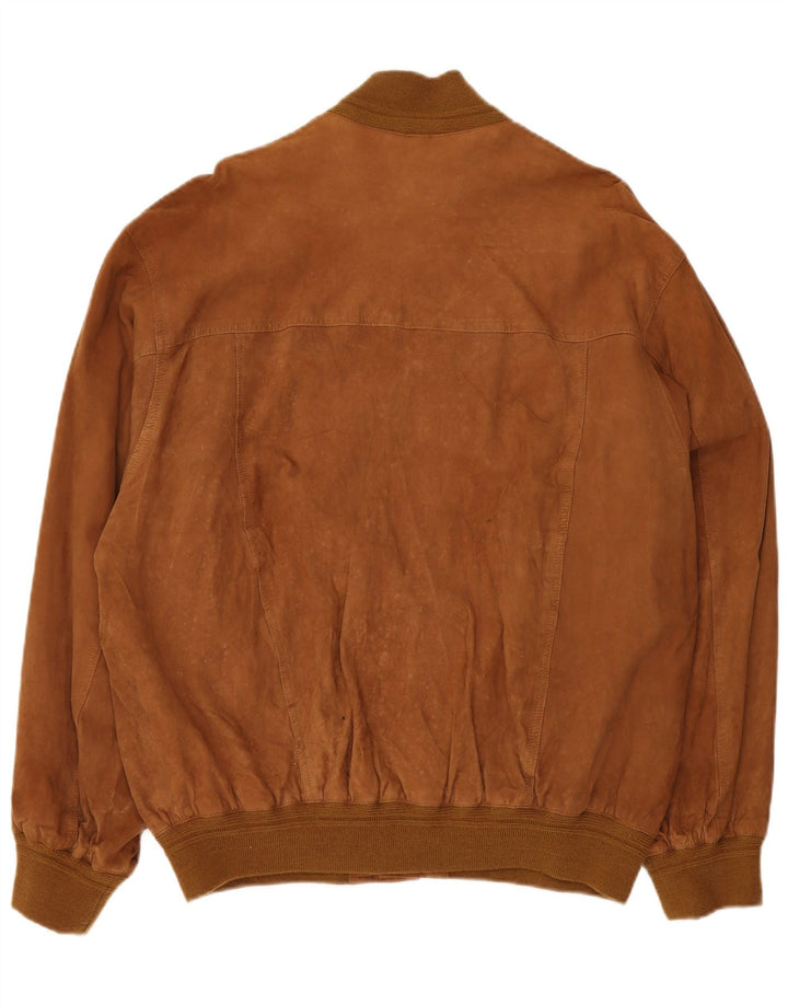 Bomber VINTAGE pentru bărbați din piele intoarsa IT 58 4XL din piele maro