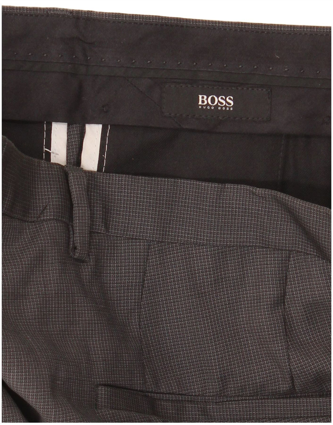 Pantaloni de costum drepți pentru bărbați Hugo Boss IT 48 Medium W34 L30 Gri Vichy