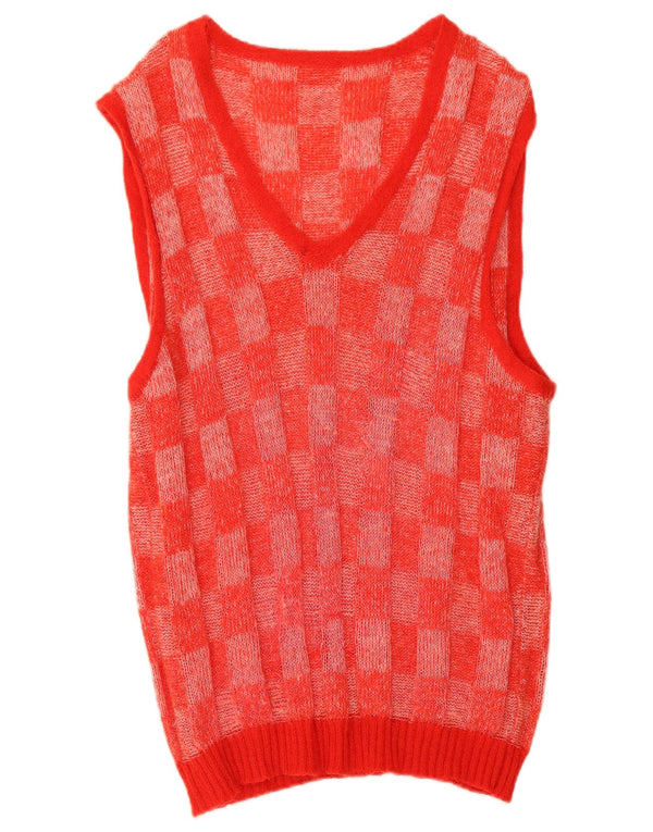 Vintage Womens Longline Vest Tank Top UK 14 Medium Red Geometric