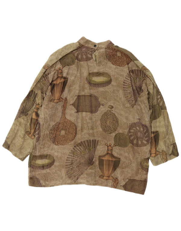 Bluză vintage cu model abstract pentru femei Top UK 10 mic verde retro