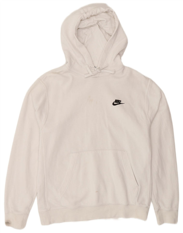 NIKE Mens Hoodie Jumper Small White Cotton