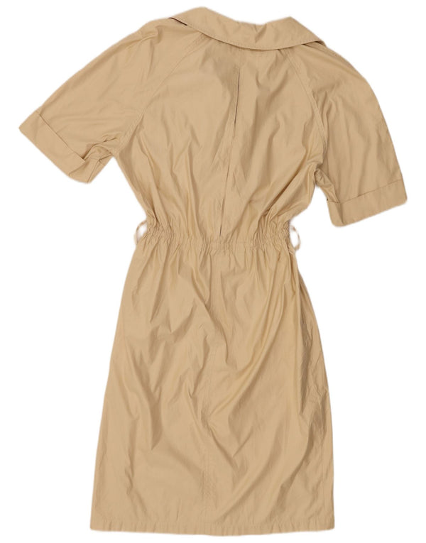 Rochie cămașă cu mânecă scurtă pentru femei vintage UK 14 Bej mediu