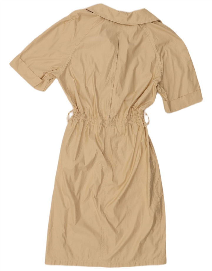 Rochie cămașă cu mânecă scurtă pentru femei vintage UK 14 Bej mediu