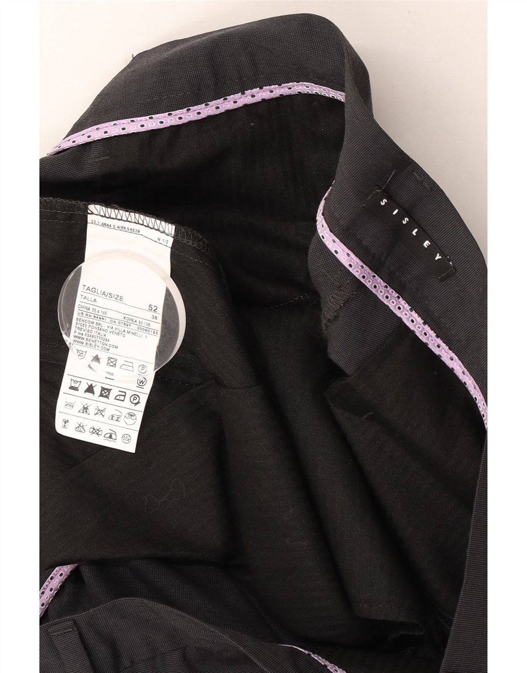 Costum pentru bărbați Sisley, 2 nasturi, 2 piese, IT 52 XL W36 L32, poliester gri