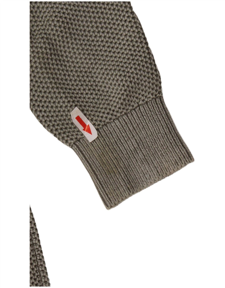 Pulover Superdry pentru bărbați cu decolteu triplu, bumbac verde mic