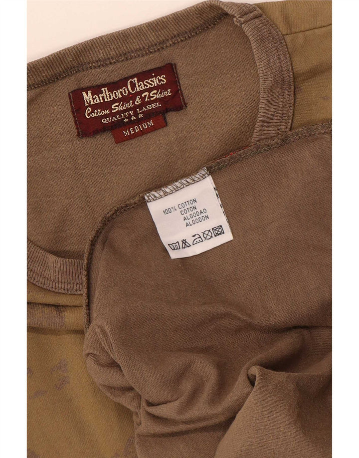 Tricou grafic Marlboro Classics pentru bărbați Top din bumbac cu dungi maro mediu