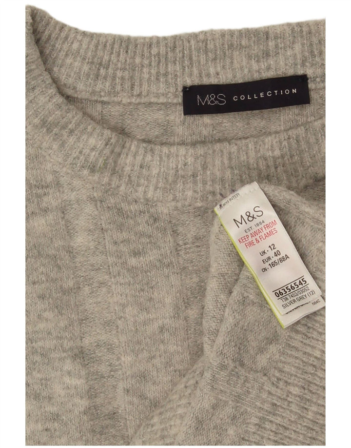 Pulover pentru femei Marks & Spencer cu decolteu rotund UK 12 Medium Gri Pete